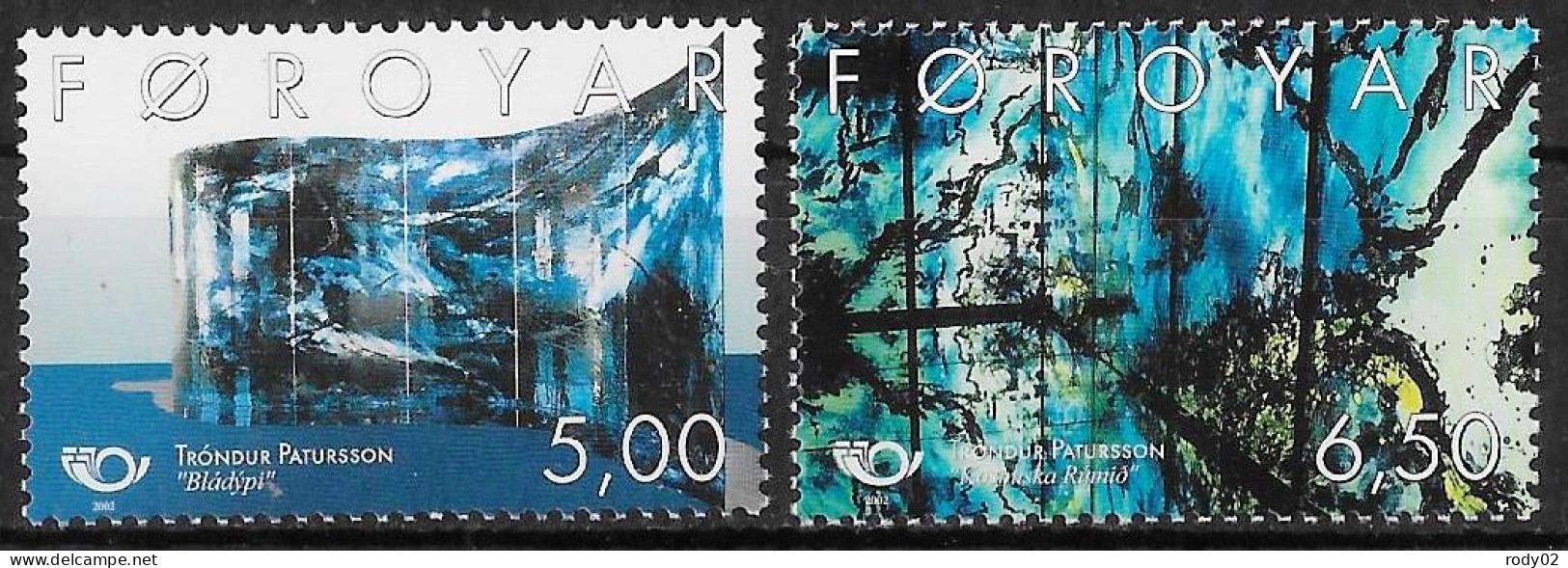 FEROE - ART CONTEMPORAIN - PEINTURES SUR VERRE - N° 417 ET 418 - NEUF** MNH - Faroe Islands