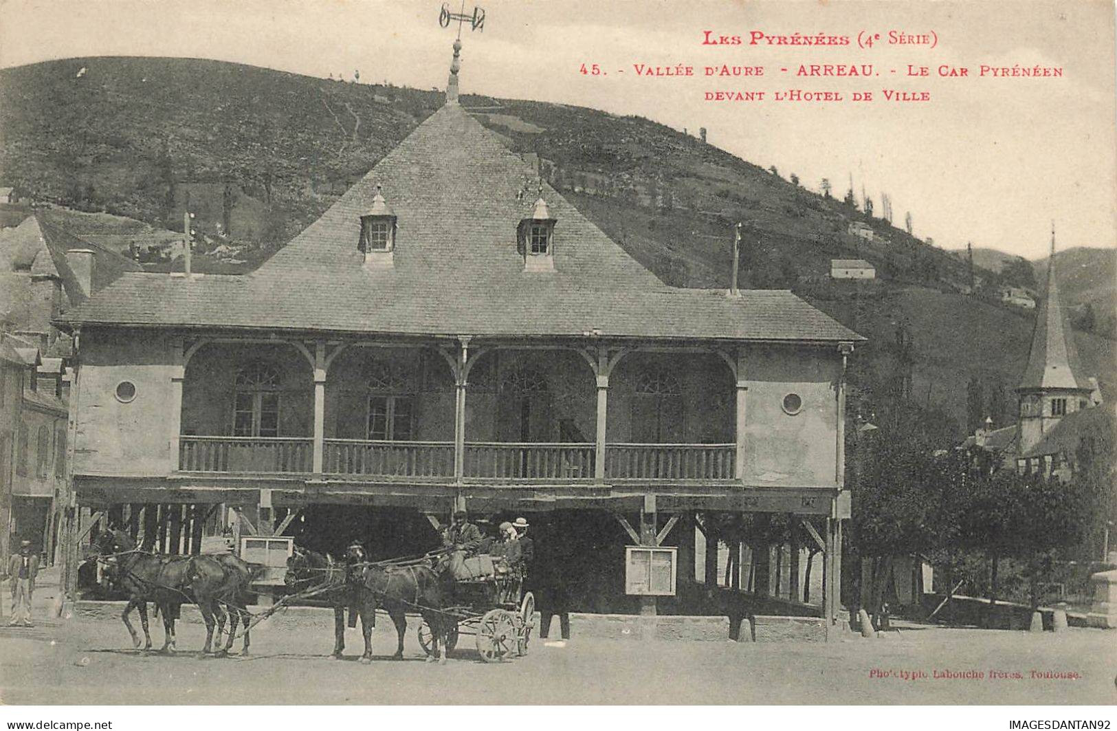 65 ARREAU #31976 VALLEE AURE LE CAR PYRENEEN DEVANT HOTEL DE VILLE - Otros & Sin Clasificación