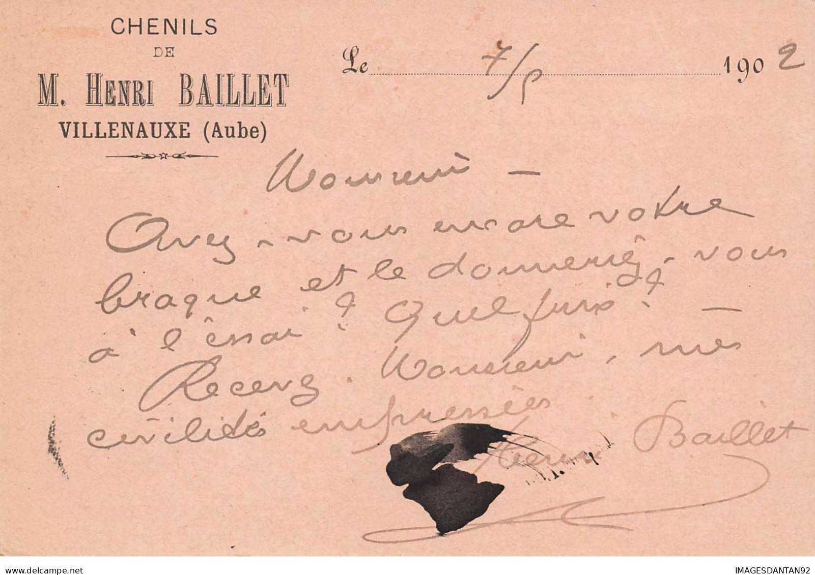 10 VILLENAUXE #FG36545 CHENILS DE HENRI BAILLET 1902 CARTE PUBLICITAIRE - Altri & Non Classificati