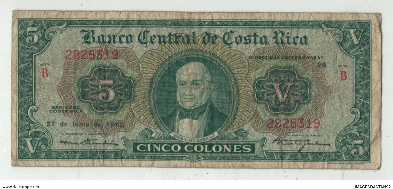 COSTA RICA 5 COLONES 1962 - Costa Rica