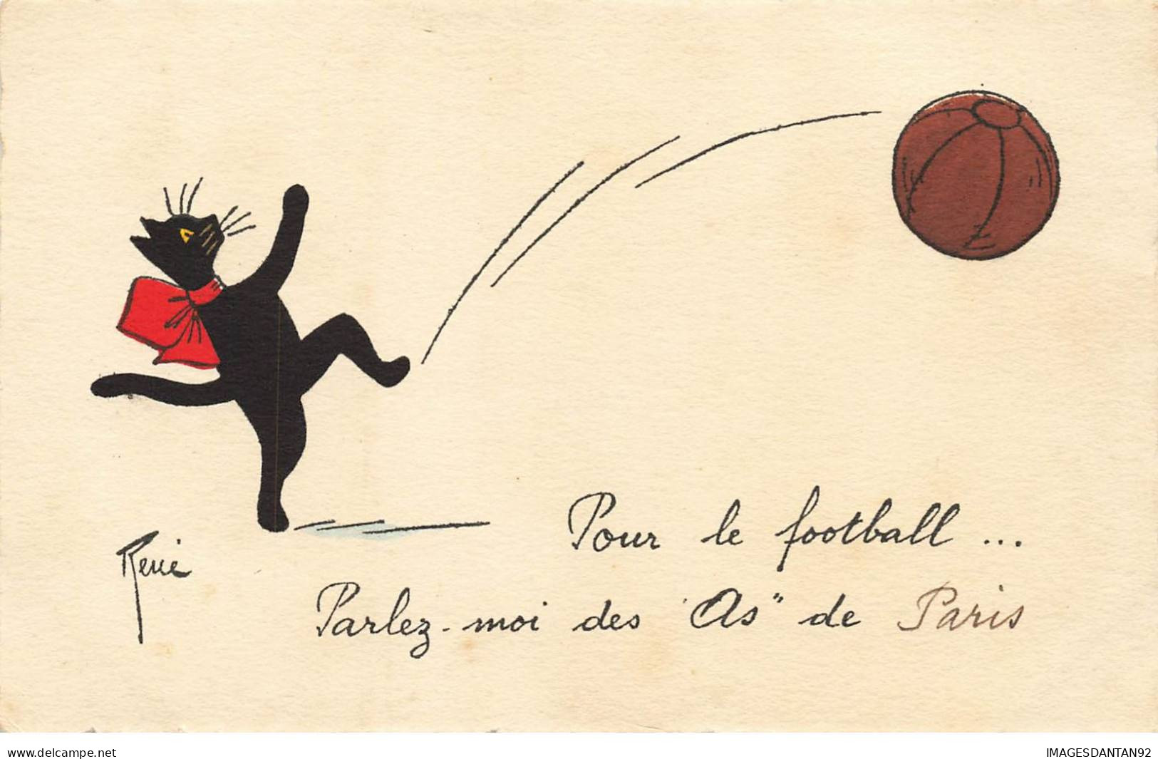 CHATS CHAT #FG35169 CAT KATZE POUR LE FOOTBALL LES AS DE PARIS PAR RENE - Chats