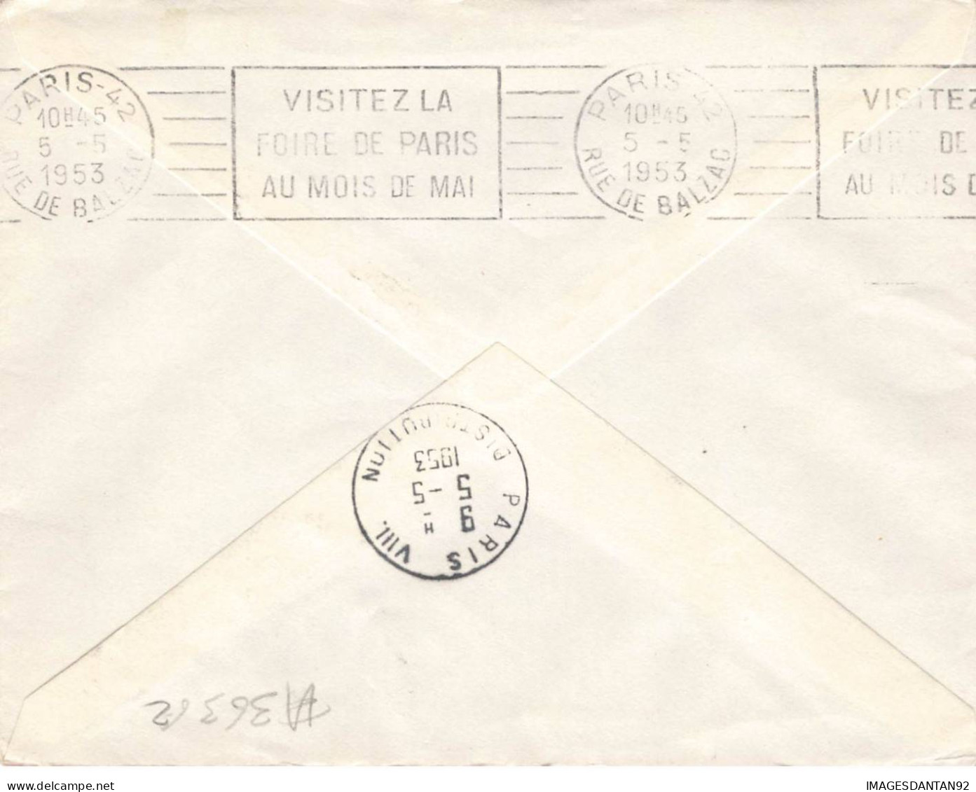 FRANCE #36362 1 ERE LIAISON AERIENNE DE NUIT MONTPELLIER PARIS 1953 - Lettres & Documents