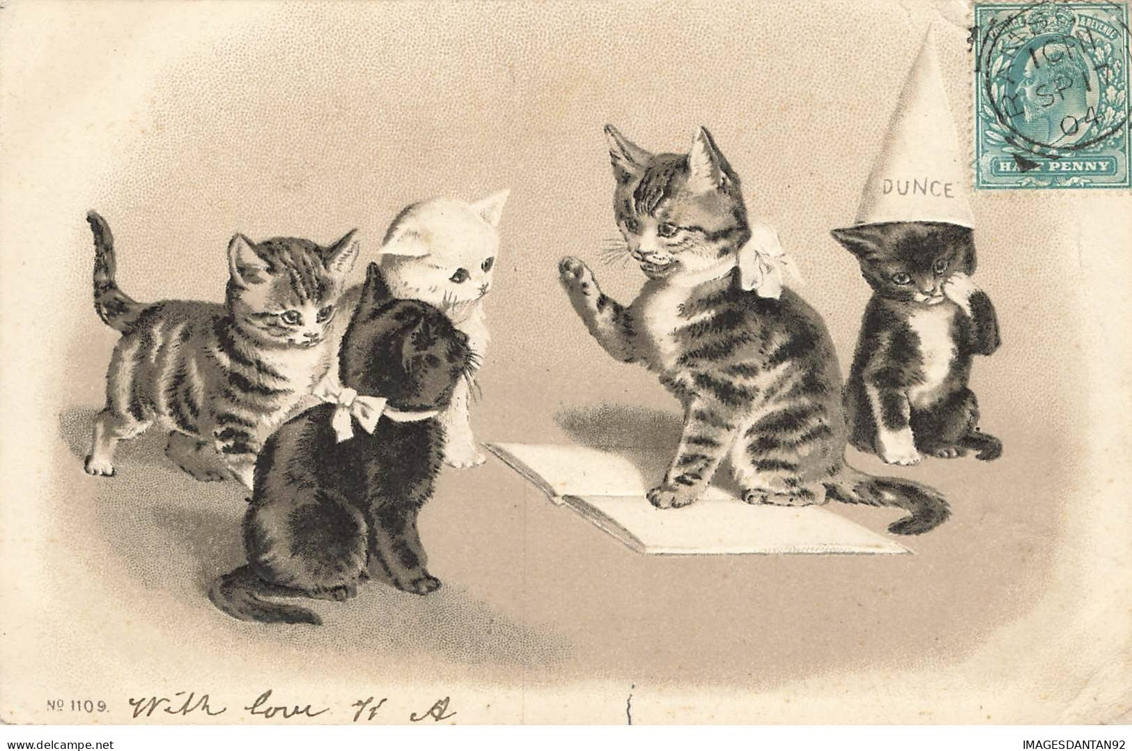 CHATS CHAT #FG35074 CAT KATZE GROUPE DE CHATS A L ECOLE BONNET ANE GAUFREE - Cats