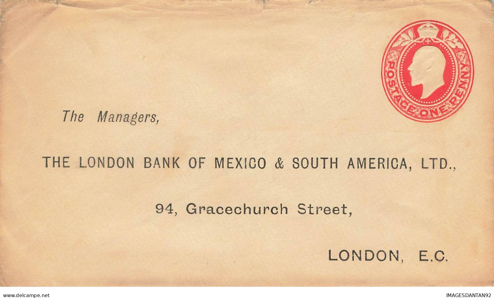 ROYAUME UNI ENGLAND #32806 ENTIER REPIQUAGE THE LONDON BANK OF MEXICO AND SOUTH AMERICA - Material Postal
