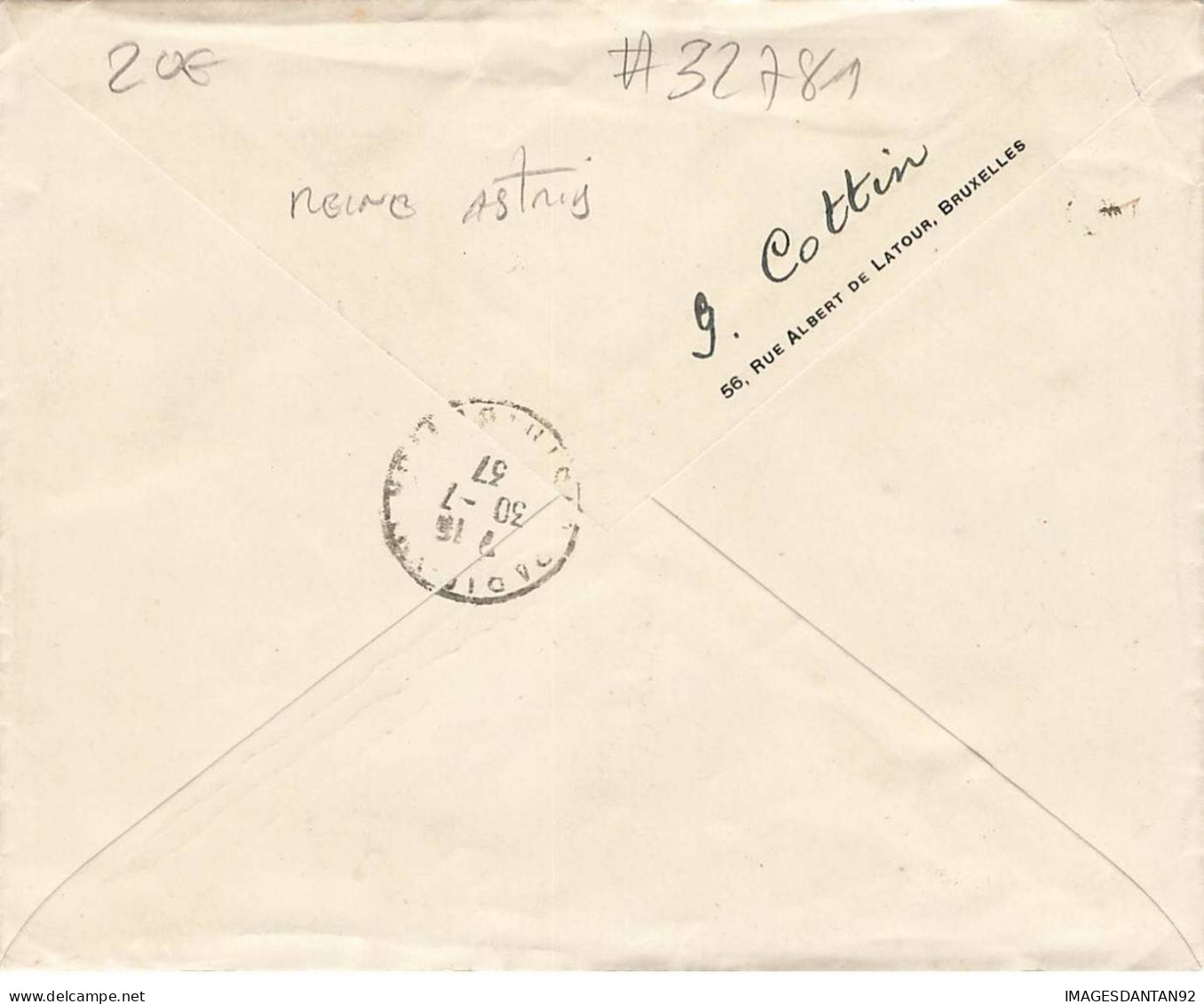 BELGIQUE #32781 BRUXELLES BRUSSEL POUR PARIS SUR LETTRE 1937 REINE ASTRID RECOMMANDE - Cartas & Documentos