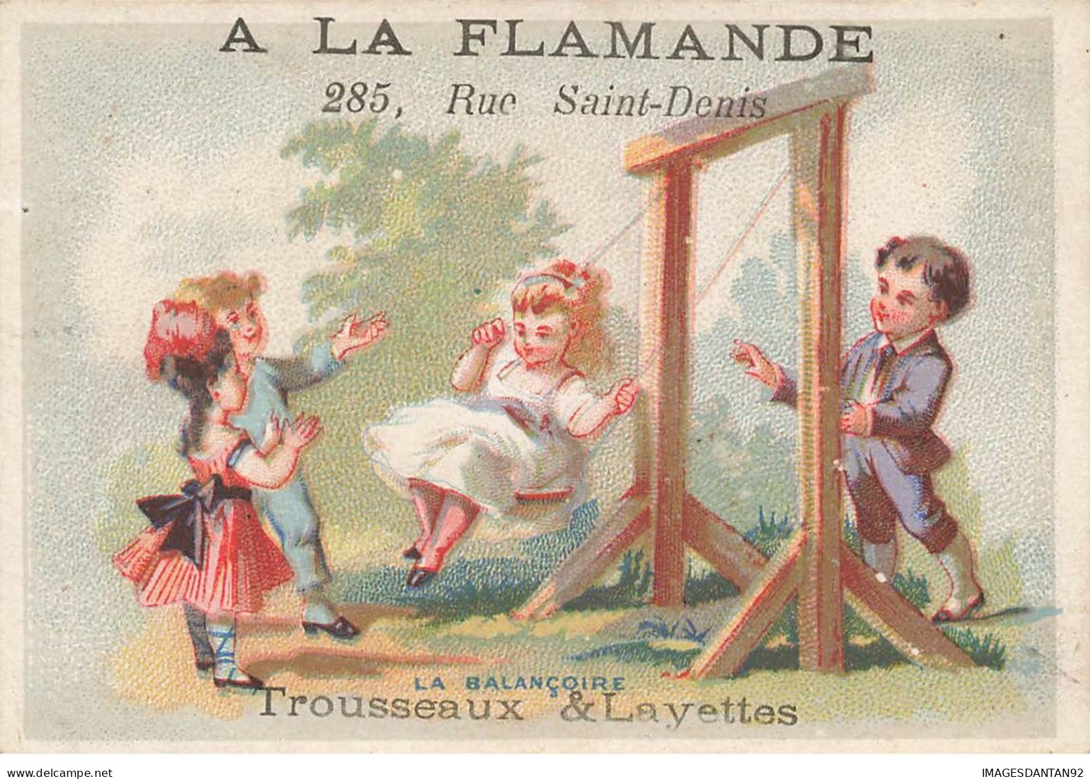 CHROMO #CL30938 A LA FLAMANDE ENFANTS BALANCOIRE ROMANET PARIS - Other & Unclassified