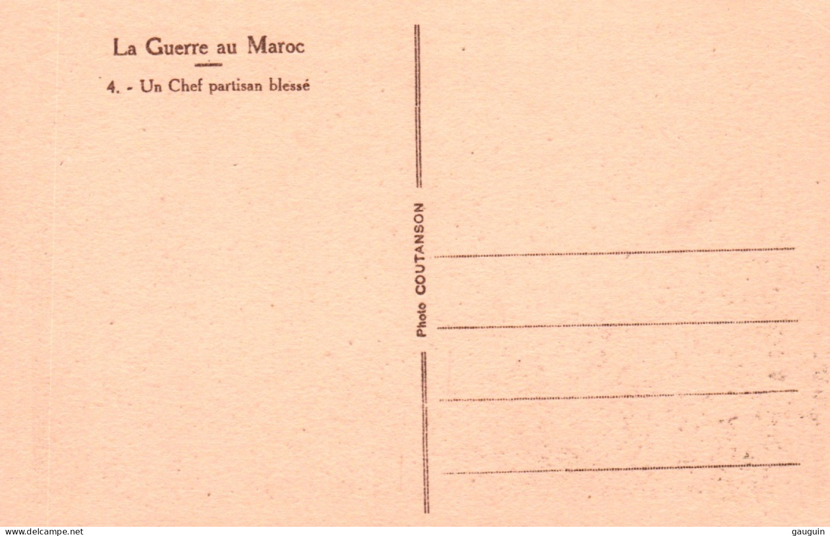 CPA - GUERRE Au MAROC - Un Chef Partisan Blessé - Edition Photo Coutanson - Autres & Non Classés