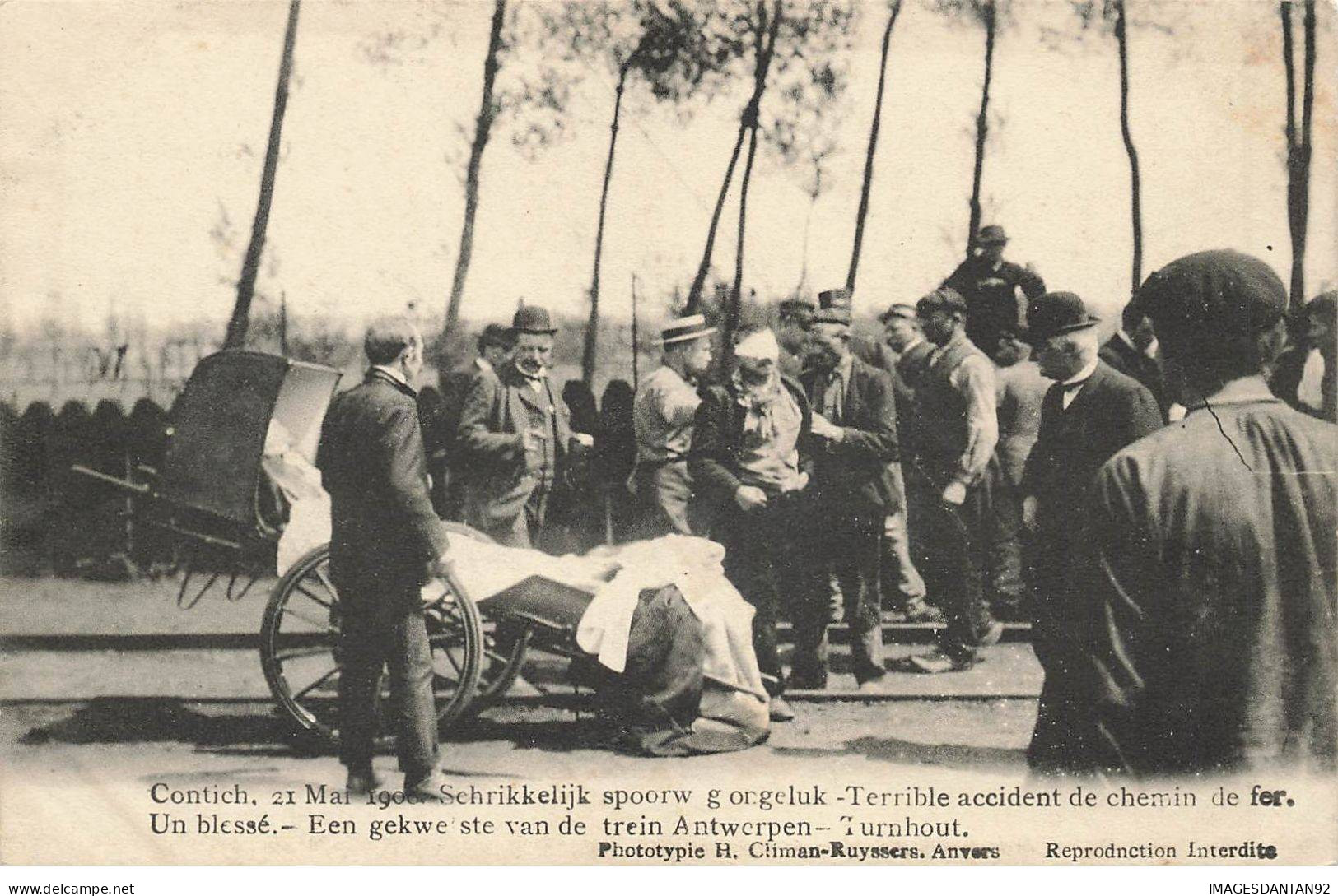 BELGIQUE #MK35642 CONTICH 21 MAI 1908 TERRIBLE ACCIDENT DE CHEMIN DE FER UN BLESSE - Kontich