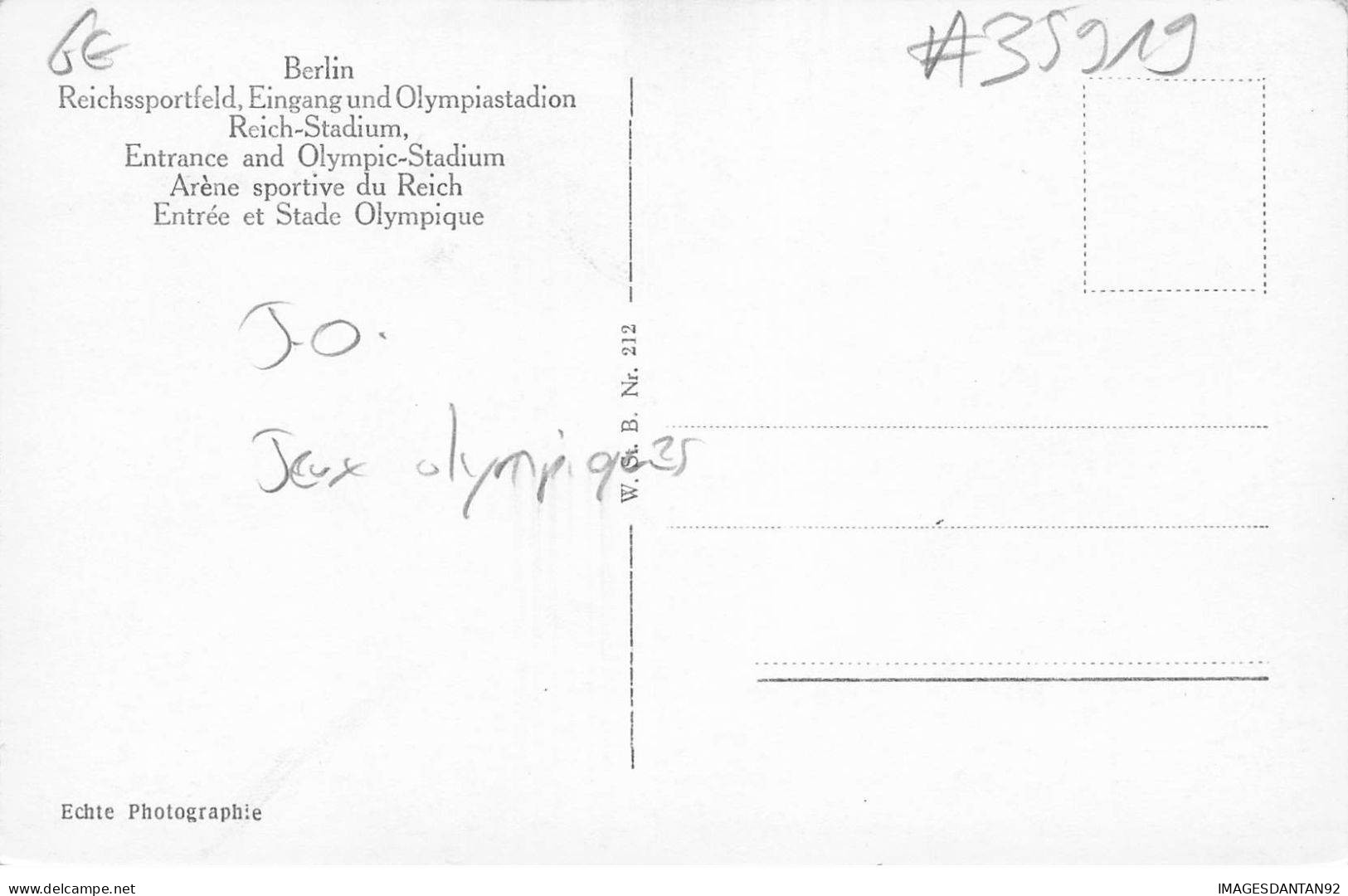 ALLEMAGNE #MK35919 BERLIN REICHSSPORTFELD EINGANG U OLYMPIASTADION JEUX OLYMPIQUES - Sonstige & Ohne Zuordnung