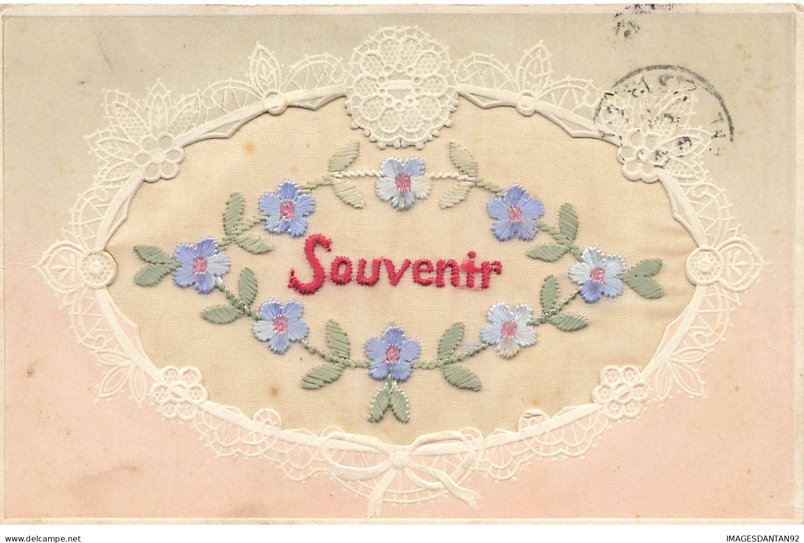 CARTE BRODEE #MK33995 SOUVENIR FLEURS VIOLETTES - Embroidered