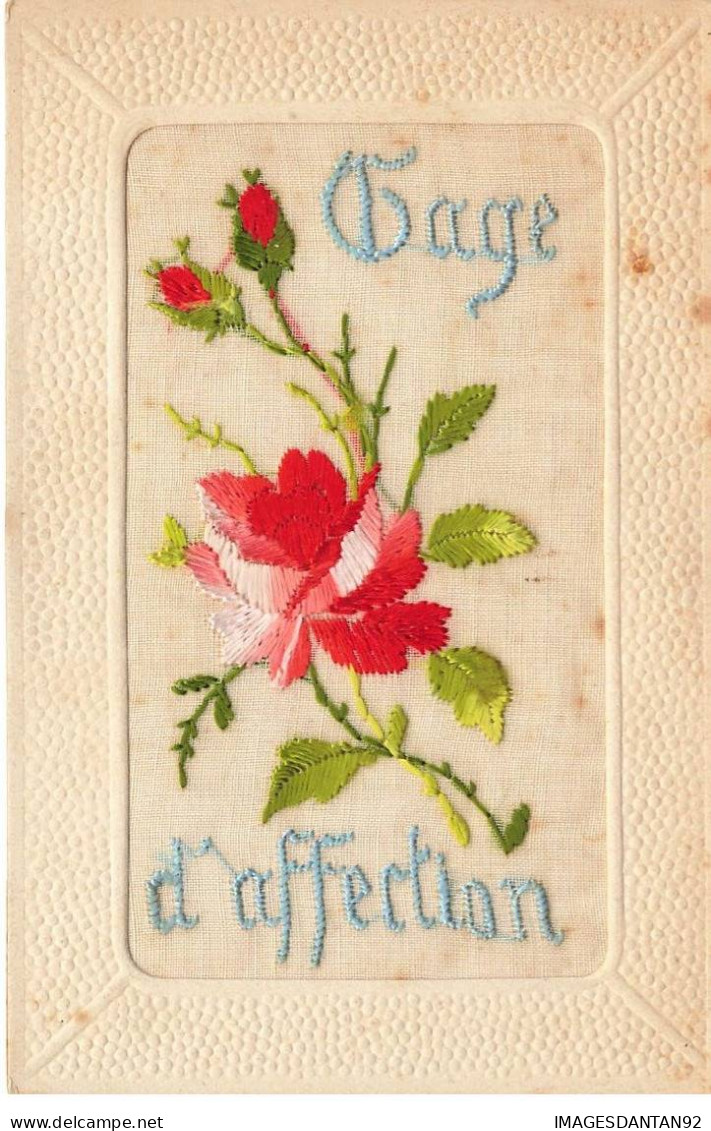 CARTE BRODEE #MK33991 GAGE D AFFECTION FLEURS ROSES - Embroidered