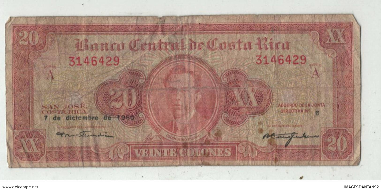 COSTA RICA 20 COLONES 1960 - Costa Rica