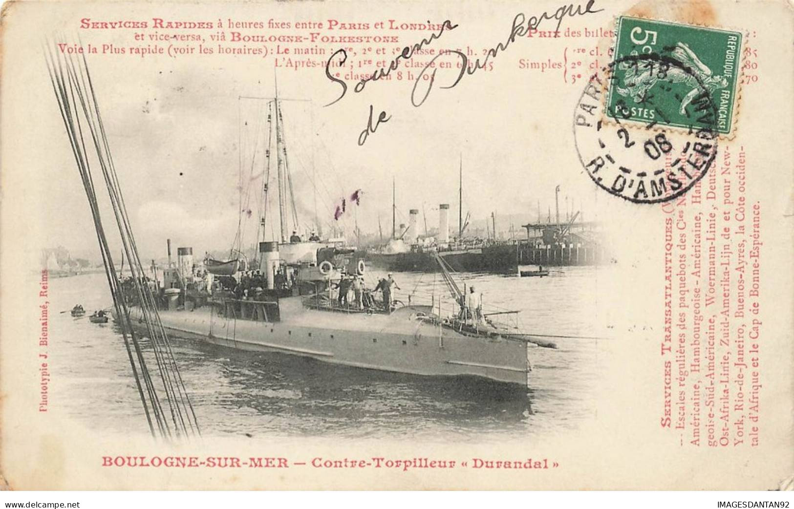62 BOULOGNE SU MER #MK33527 CONTRE TORPILLEUR DURANDAL BATEAU - Boulogne Sur Mer