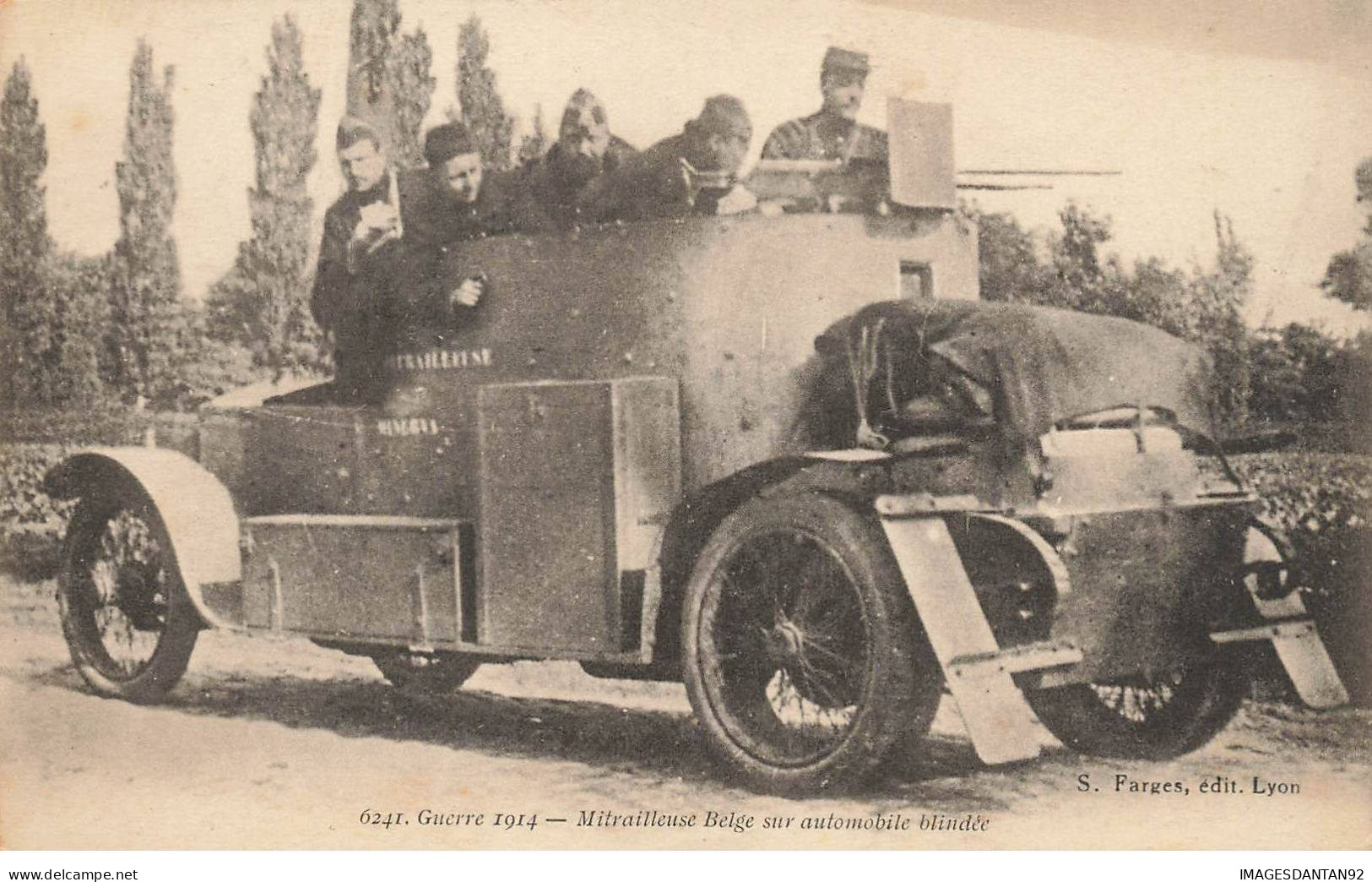 AUTOMOBILE #MK34478 GUERRE 1914 . MITRAILLEUSE BELGE SUR AUTOMOBILE BLINDEE - Andere & Zonder Classificatie