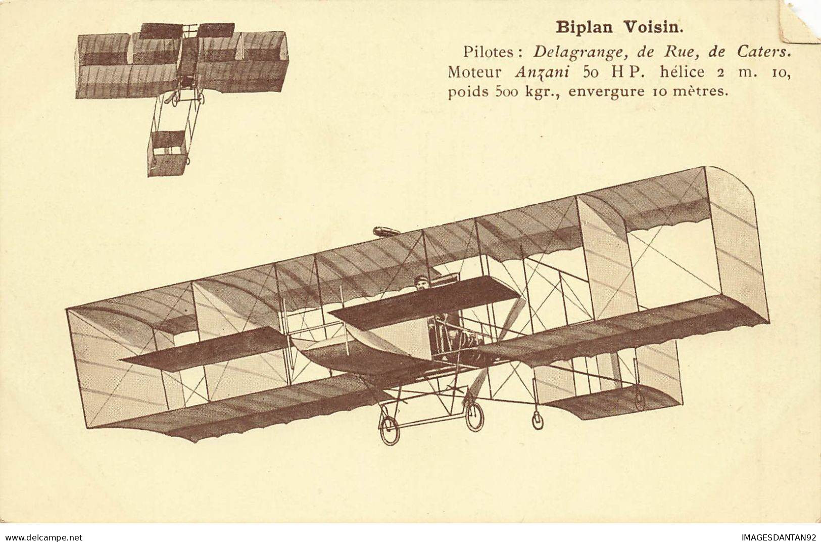 AVIATION AVION #AS36586 BIPLAN VOISIN PILOTES DELAGRANGE DE RUE ET DE CATERS - ....-1914: Vorläufer