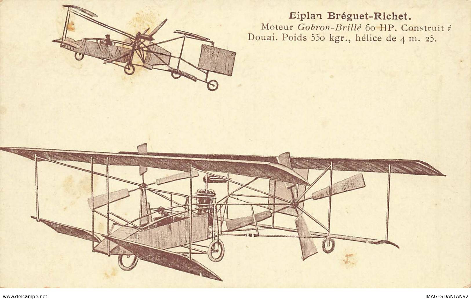 AVIATION AVION #AS36583 BIPLAN BREGUET RICHET MOTEUR GOBRON BILLEE 60 HP CONSTRUIT A DOUAI - ....-1914: Précurseurs