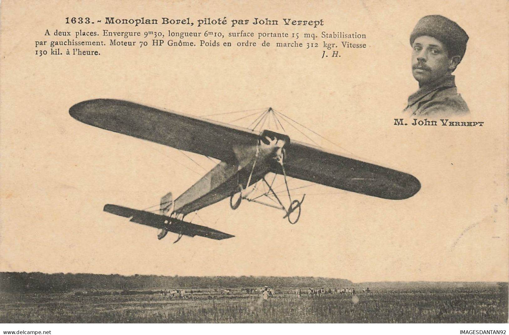 AVIATION AVION #AS36584 MONOPLAN BOREL PILOTE PAR VERREPT - ....-1914: Precursors
