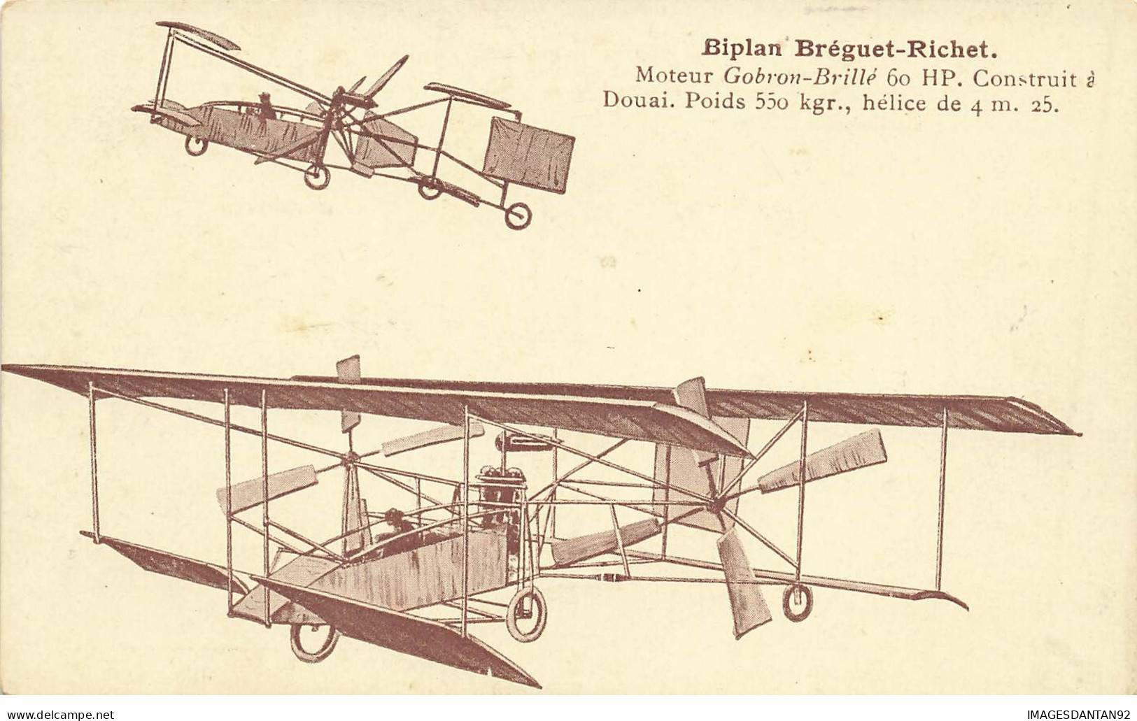 AVIATION AVION #AS36582 BIPLAN BREGUET RICHET MOTEUR GOBRON BILLEE 60 HP CONSTRUIT A DOUAI - ....-1914: Vorläufer