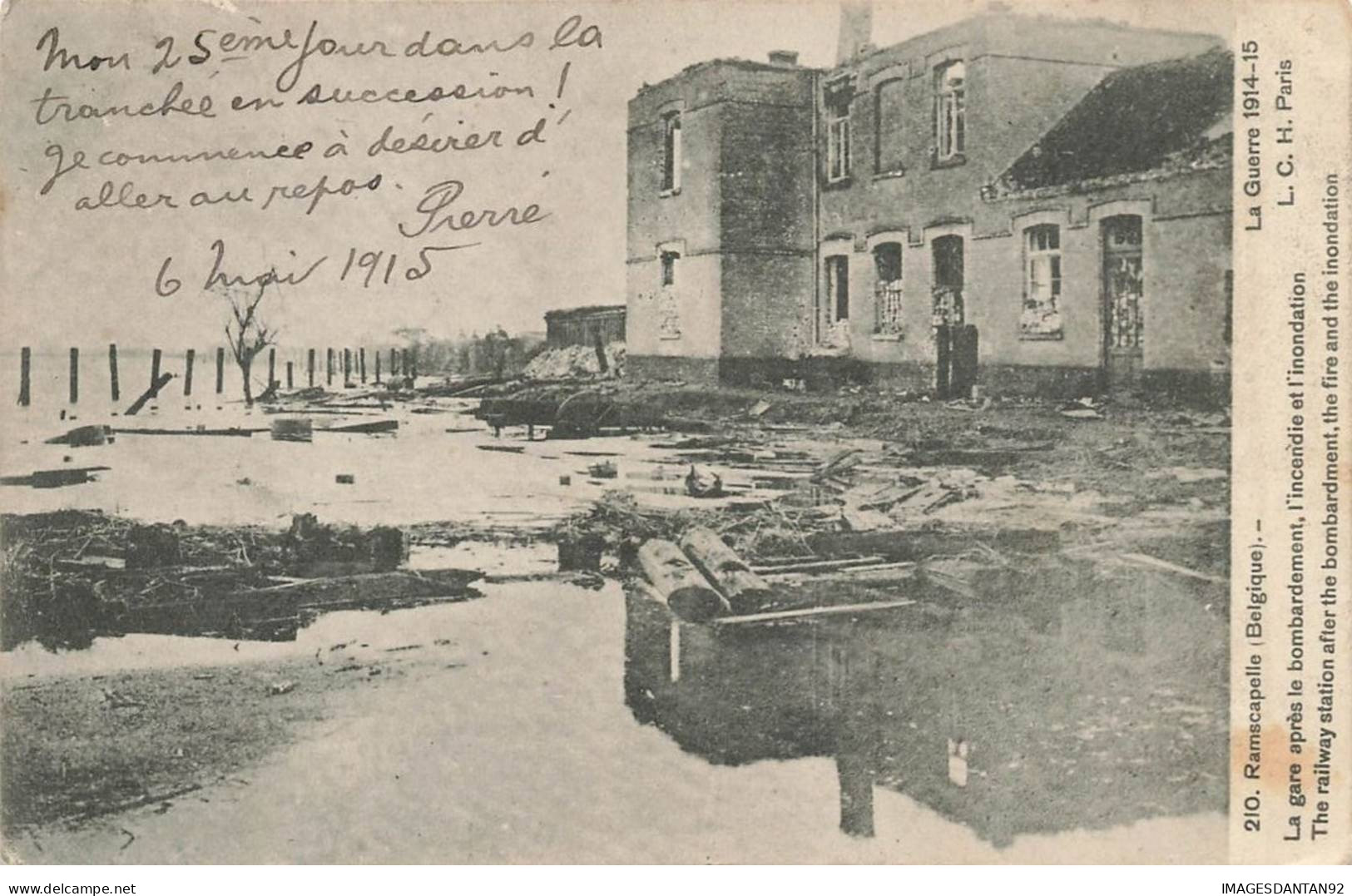 BELGIQUE #MK35847 LA GARE APRES LE BOMBARDEMENT L INCENDIE ET L INONDATION LA GUERRE 1914-15 - Nieuwpoort