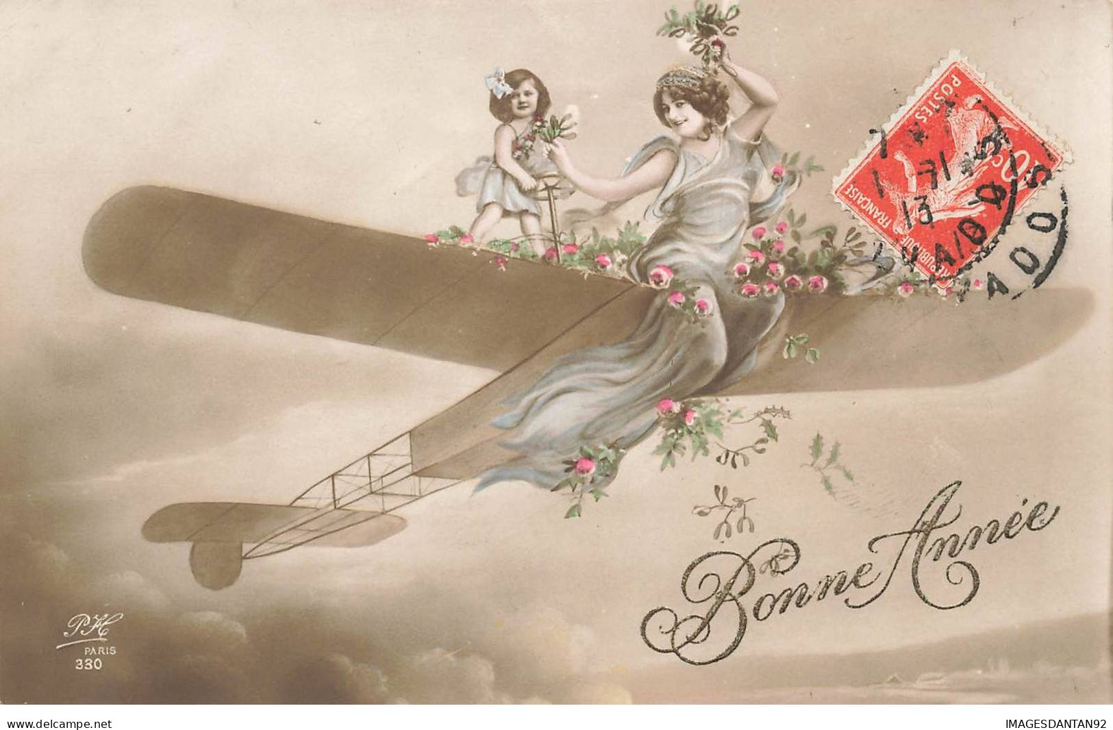 AVIATION AVION #AS36578 FEMME ET ENFANT PHOTOMONTAGE BONNE ANNEE - ....-1914: Precursores