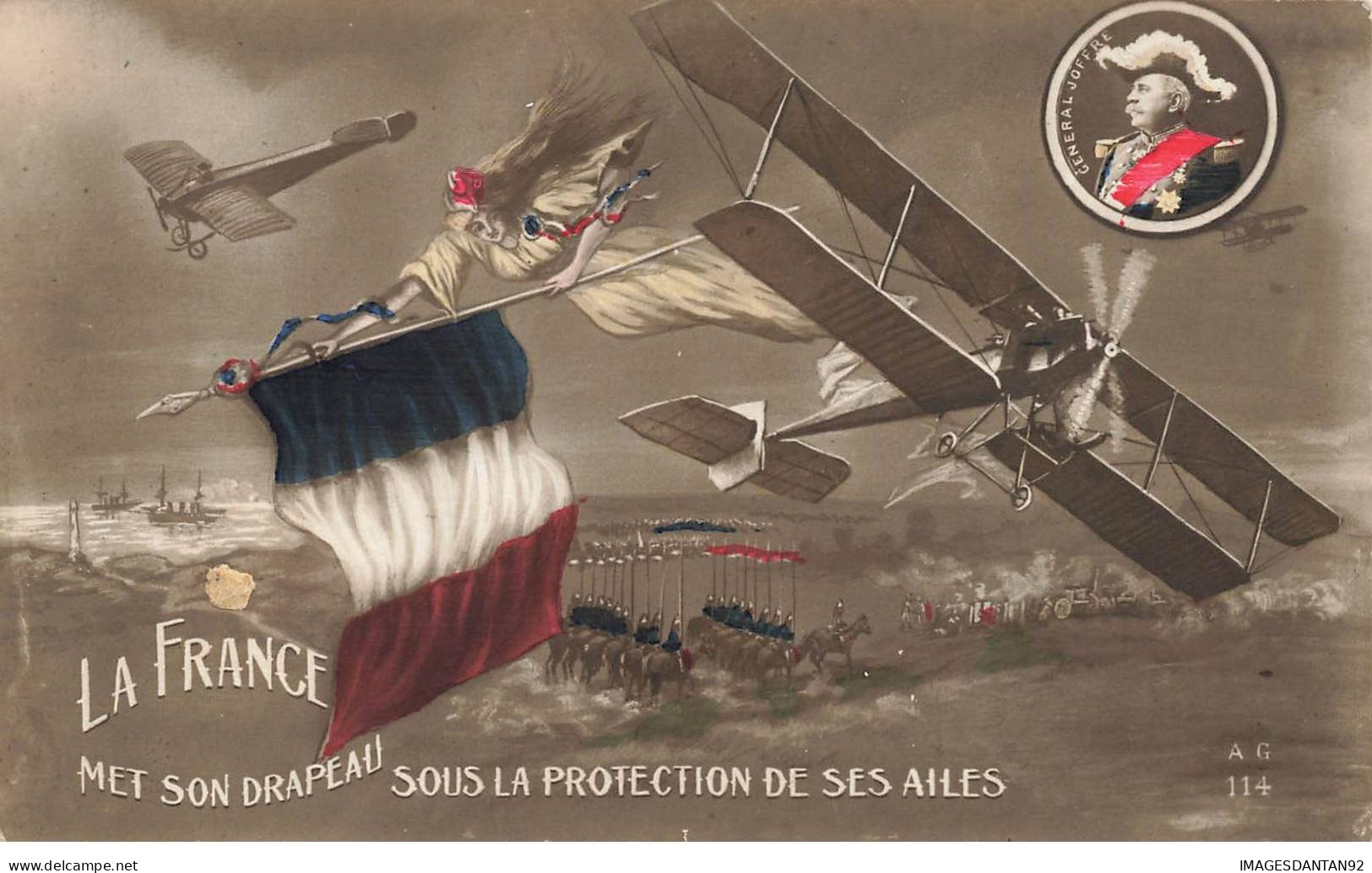 AVIATION AVION #AS36577 LA FRANCE DRAPEAU PATRIOTIQUE GENERAL JOFFRE - ....-1914: Precursores