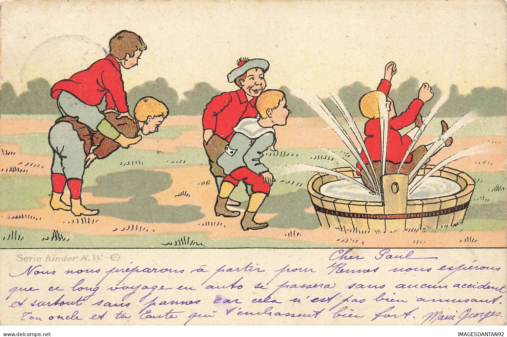 ILLUSTRATEUR #FG37780 A IDENTIFIER ENFANTS SAUTENT DANS UN BAC D EAU SERIE KINDER K.W. - Andere & Zonder Classificatie