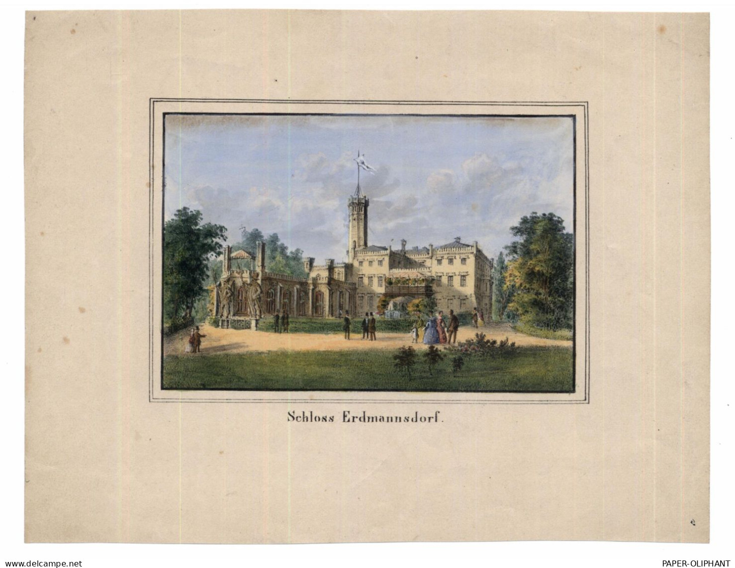 NIEDER - SCHLESIEN - ERDMANNSDORF / MYSLAKOWICE, Schloß, Kolorierter Kupferstich, Ca. 1850, 18 X 14,5 Cm - Schlesien