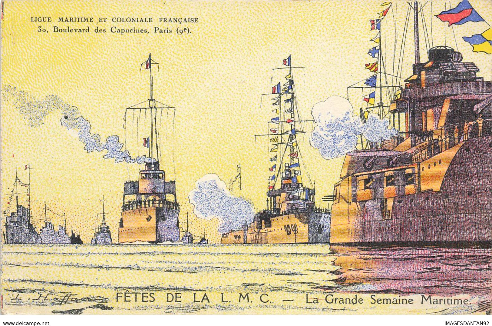 BATEAUX GUERRE #MK36297 FETES DE LA L M C LA GRANDE SEMAINE MARITIME CUIRASSE PAR ILLUSTRATEUR L.HAFFNER - Guerre