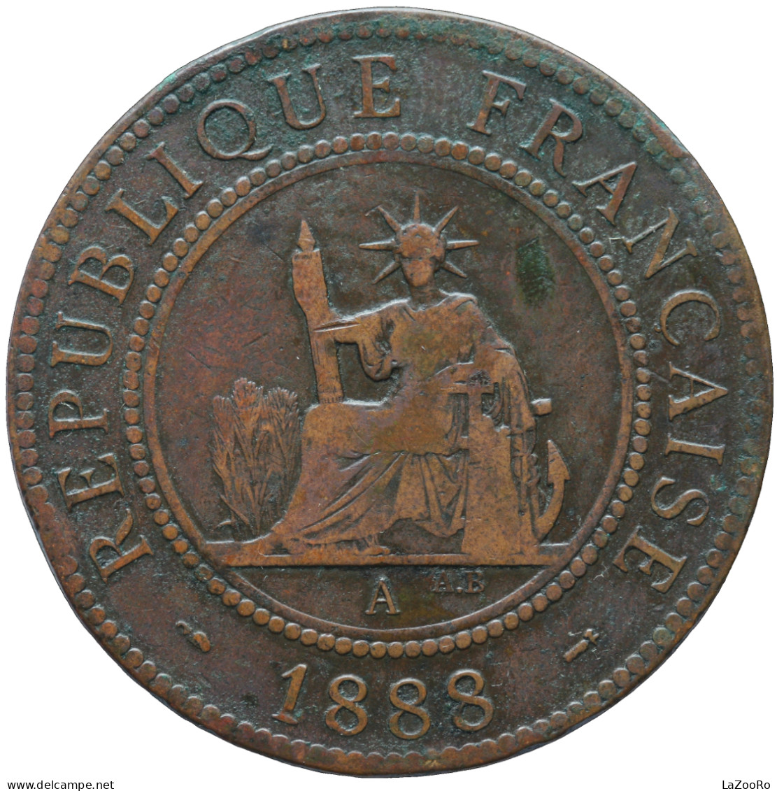 LaZooRo: French Indochina 1 Cent 1888 VF / XF - Frans-Indochina