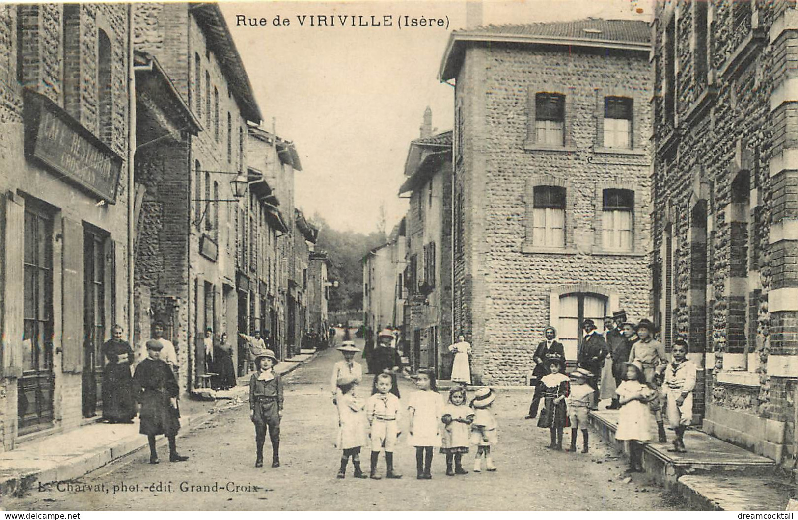 38 VIRIVILLE. Café Restaurant Grosjean Rue Principale. Tampon Militaire 1915 - Viriville