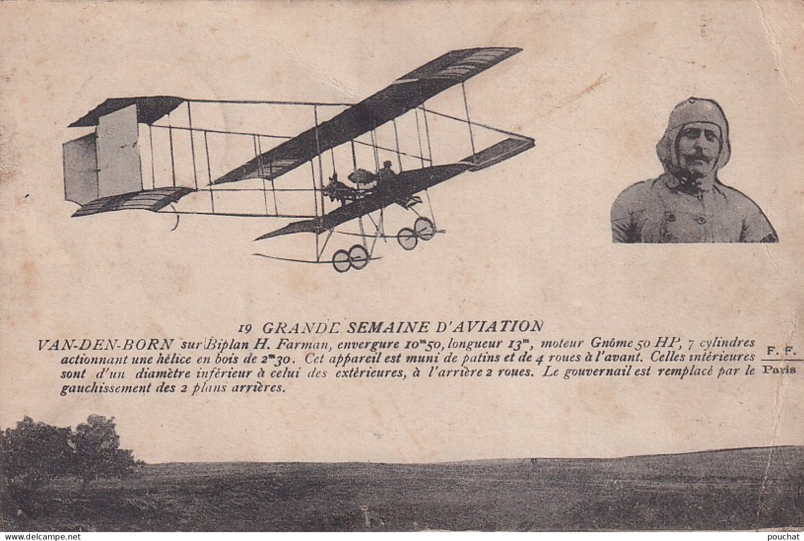 XXX Nw- AVIATION - VAN DEN HORN SUR BIPLAN  H. FARMAN - Aviateurs