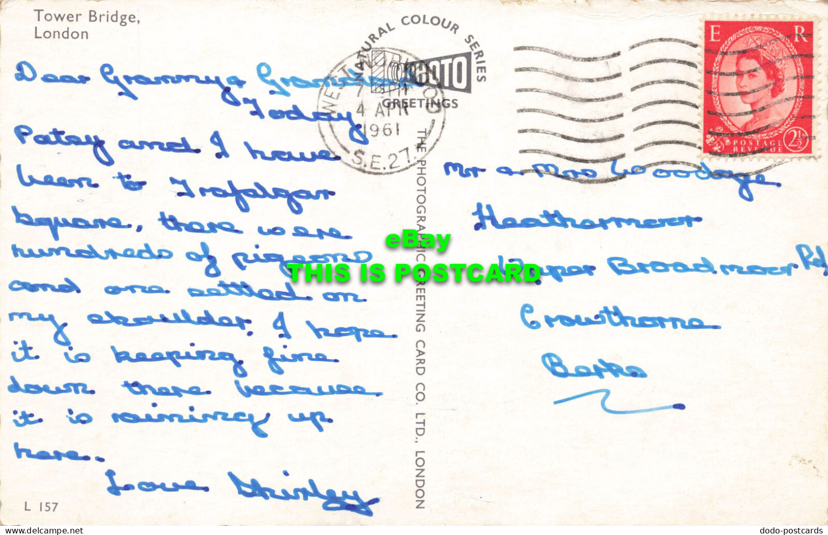 R572979 Tower Bridge. London. Natural Colour Series. Photographic Greeting Card. - Otros & Sin Clasificación
