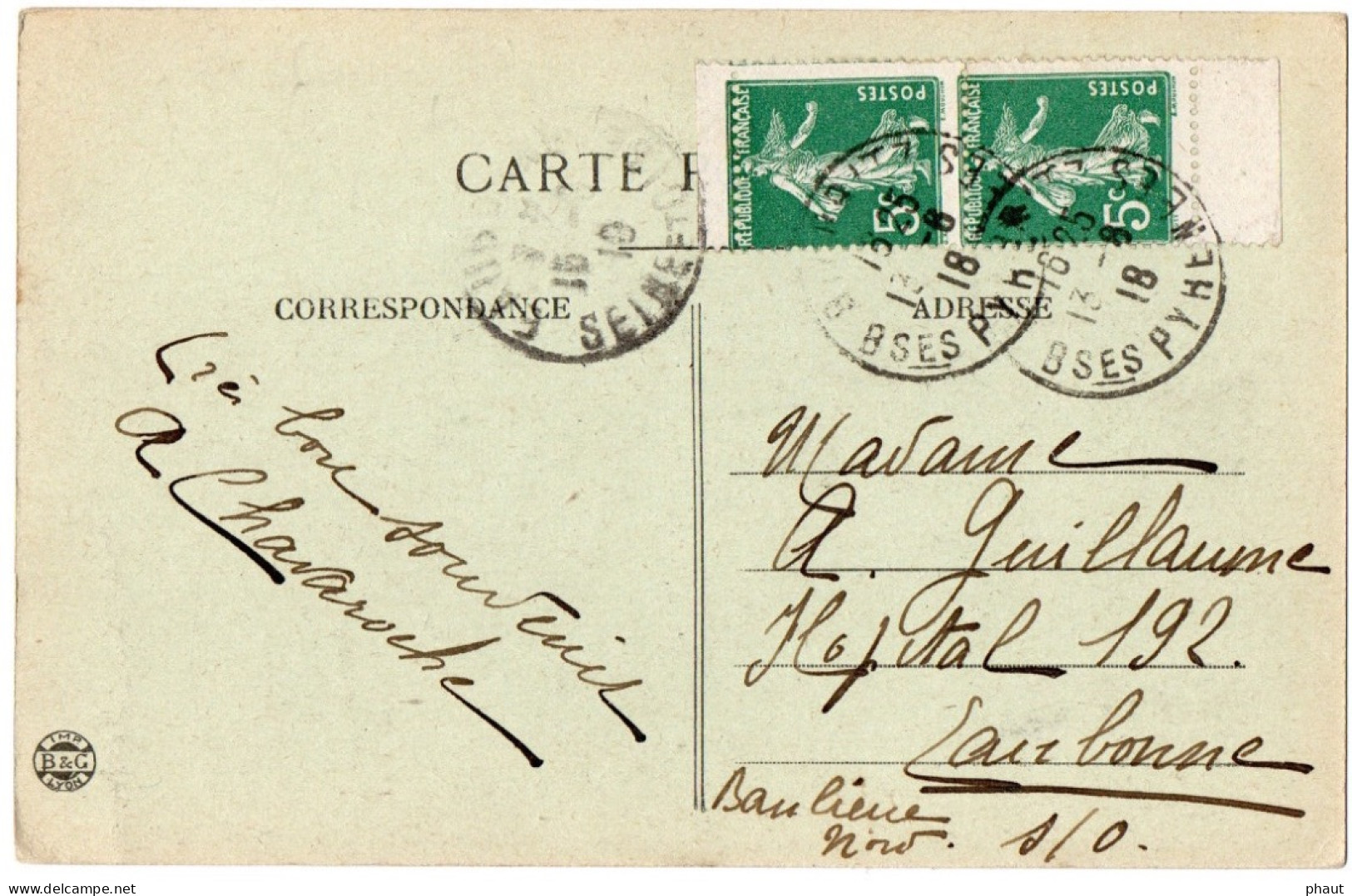 137IIA Bande Verticale De Carnet Excentré Sur CPA - 1877-1920: Semi Modern Period