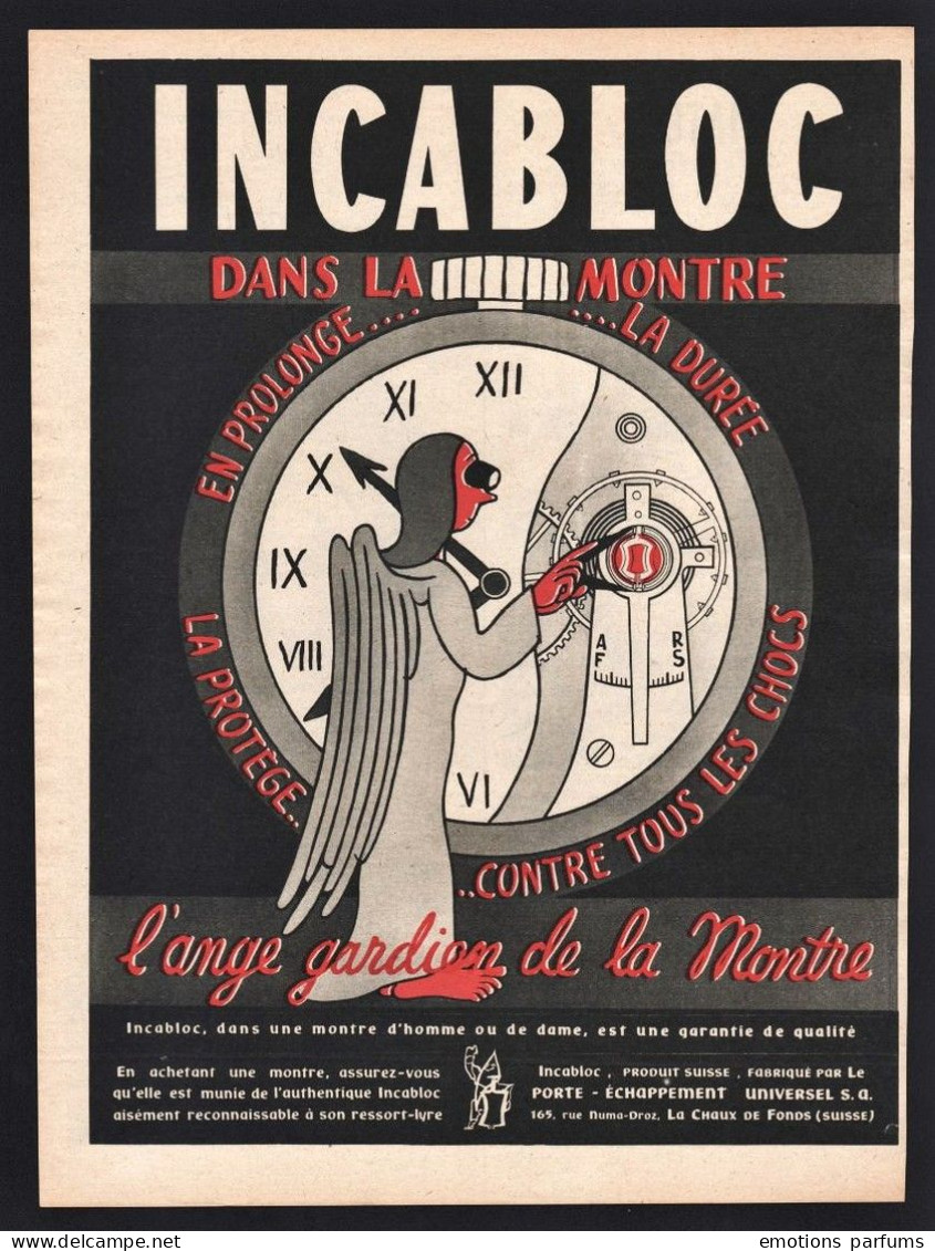 Lot De 5 Publicités Differentes 1953 Montre INCABLOC Ange Gardien Fée Jean Effel Pub Ad - Publicités