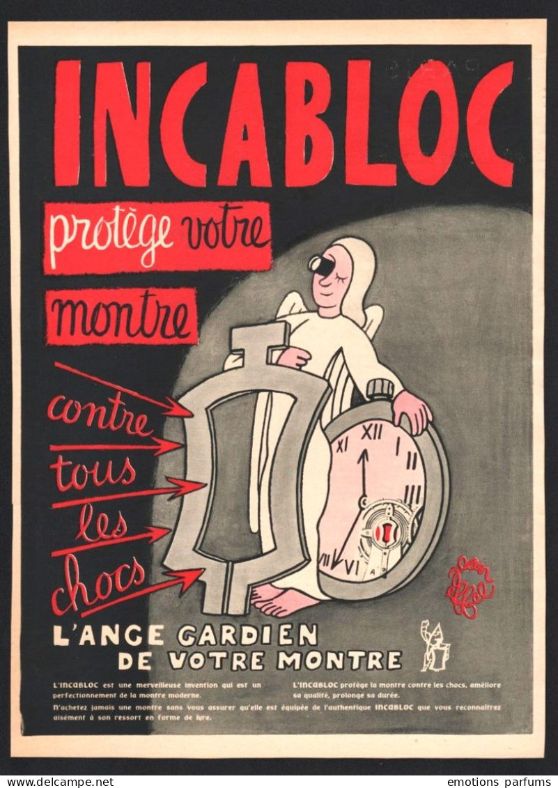 Lot De 5 Publicités Differentes 1953 Montre INCABLOC Ange Gardien Fée Jean Effel Pub Ad - Publicités