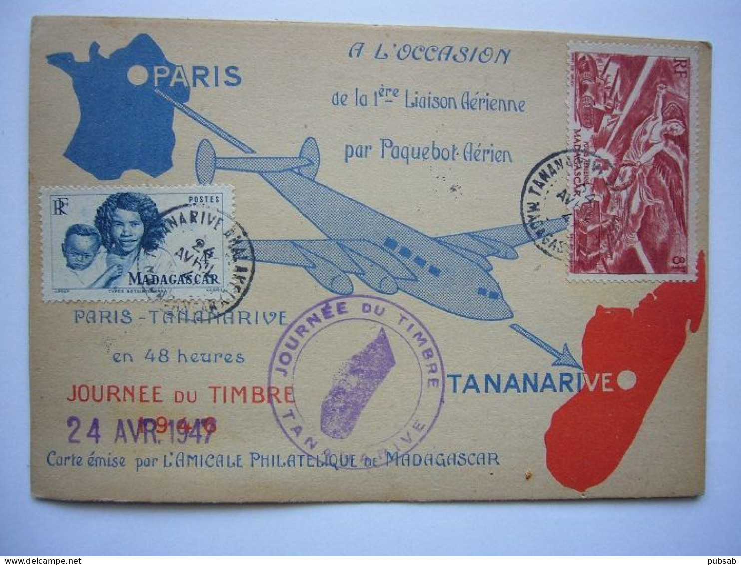 Avion / Airplane / AIR FRANCE / Languedoc SE.161 / Paris - Tananarive En 48 Heures - 1946-....: Ere Moderne