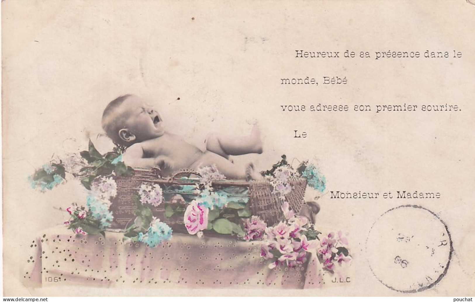 XXX Nw- FAIRE PART NAISSANCE 31 OCTOBRE 1885 , Mr ET Mme S. CASTEX ( 82 )- BEBE DANS CORBEILLE FLEURIE - LOT DE 2 CARTES - Babies