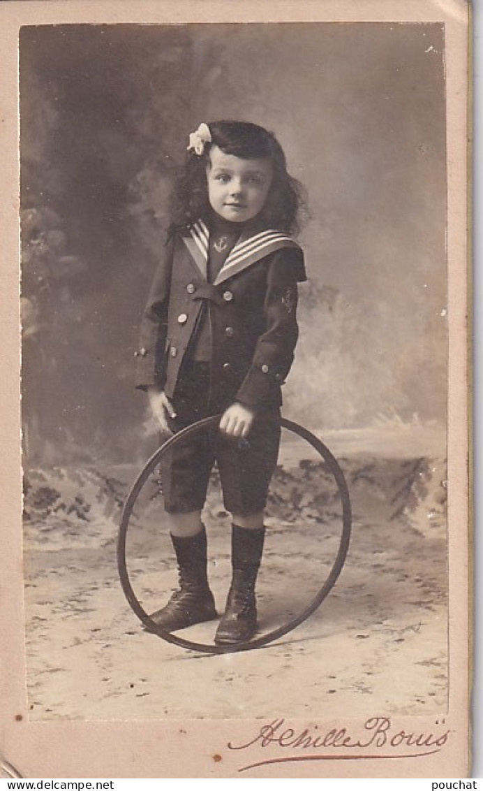 XXX Nw- PHOTOGRAPHIE ENFANT AVEC CERCEAU  - PHOTOGRAPHE ACHILLE BOUIS , MONTAUBAN (82) - Anonyme Personen