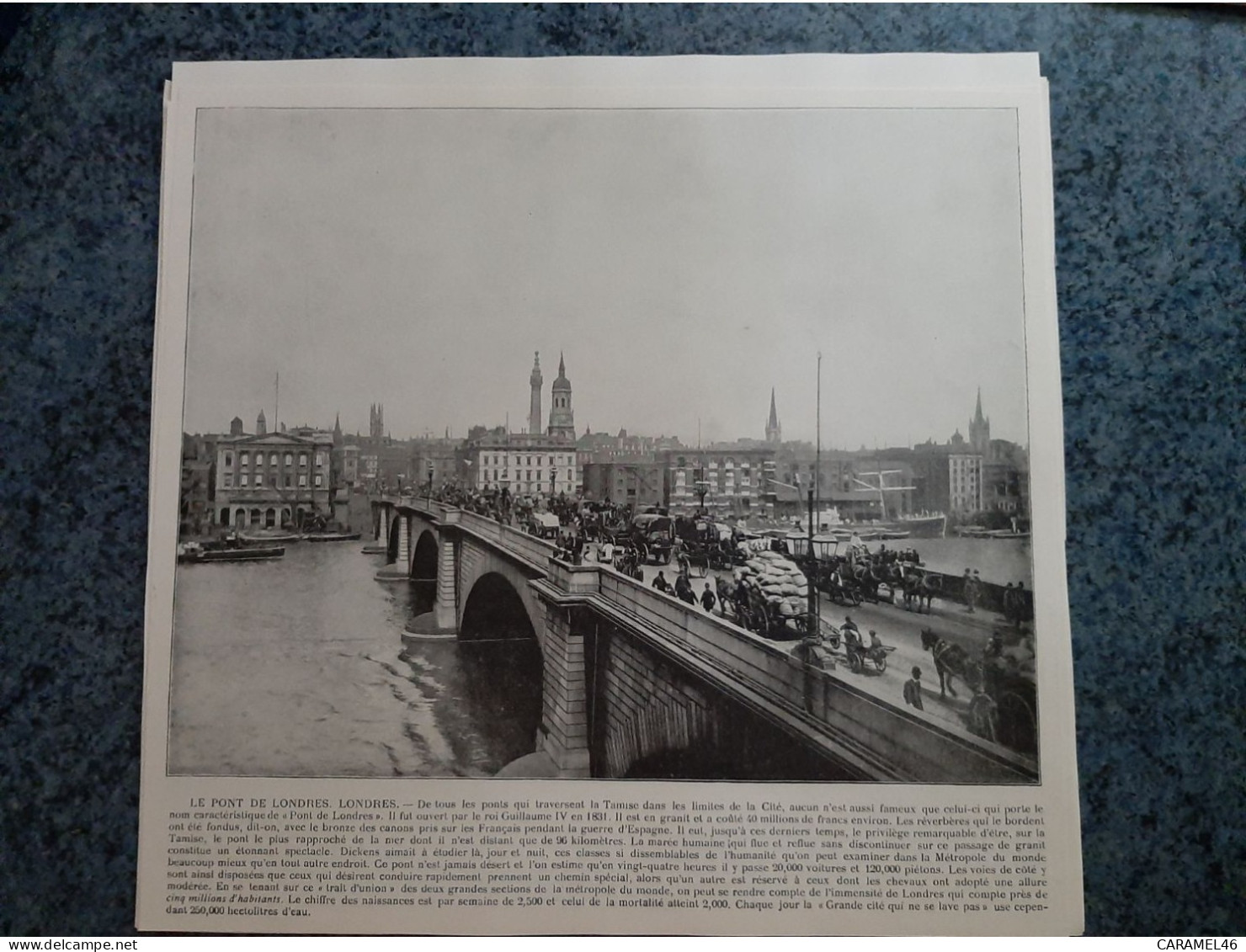 AFFICHE  - PHOTOGRAPHIQUE   -   LE PONT DE LONDRES  A LONDRES  FUT OUVERT PAR LE ROI GUILLAUME IV EN 1831 - Affiches