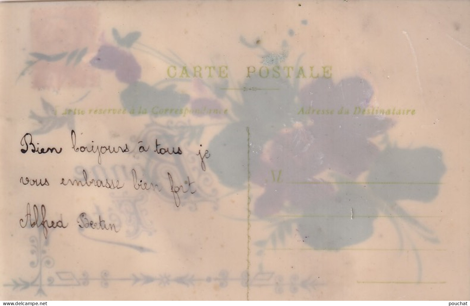 XXX - BONNE FETE - CARTE FANTAISIE PEINTE -  FLEURS ET LETTRES DOREES - Autres & Non Classés