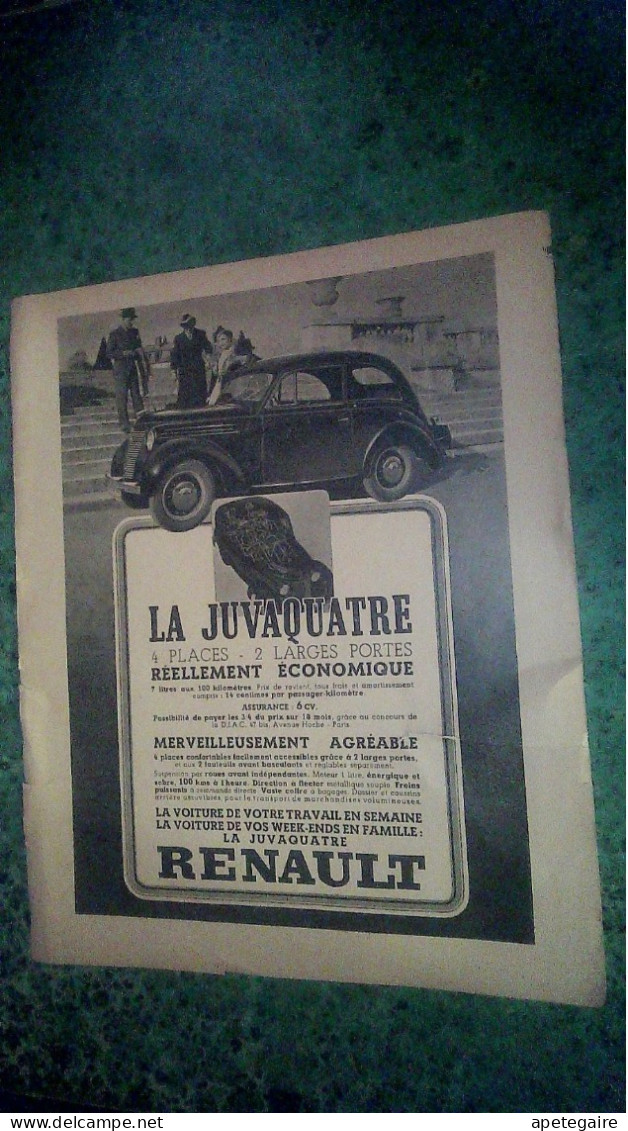 Vieux Papier Publicité 1 Pages Recto Verso Huiles Moteur  Shell OlaAzur Dirigeable Zodiac  & Renault Juvaquatre - Non Classés