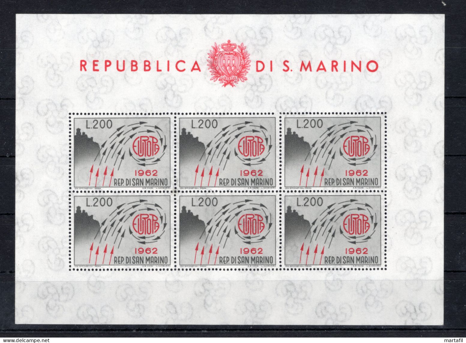 1962 SAN MARINO BF 24 MNH ** Europa - Blocs-feuillets
