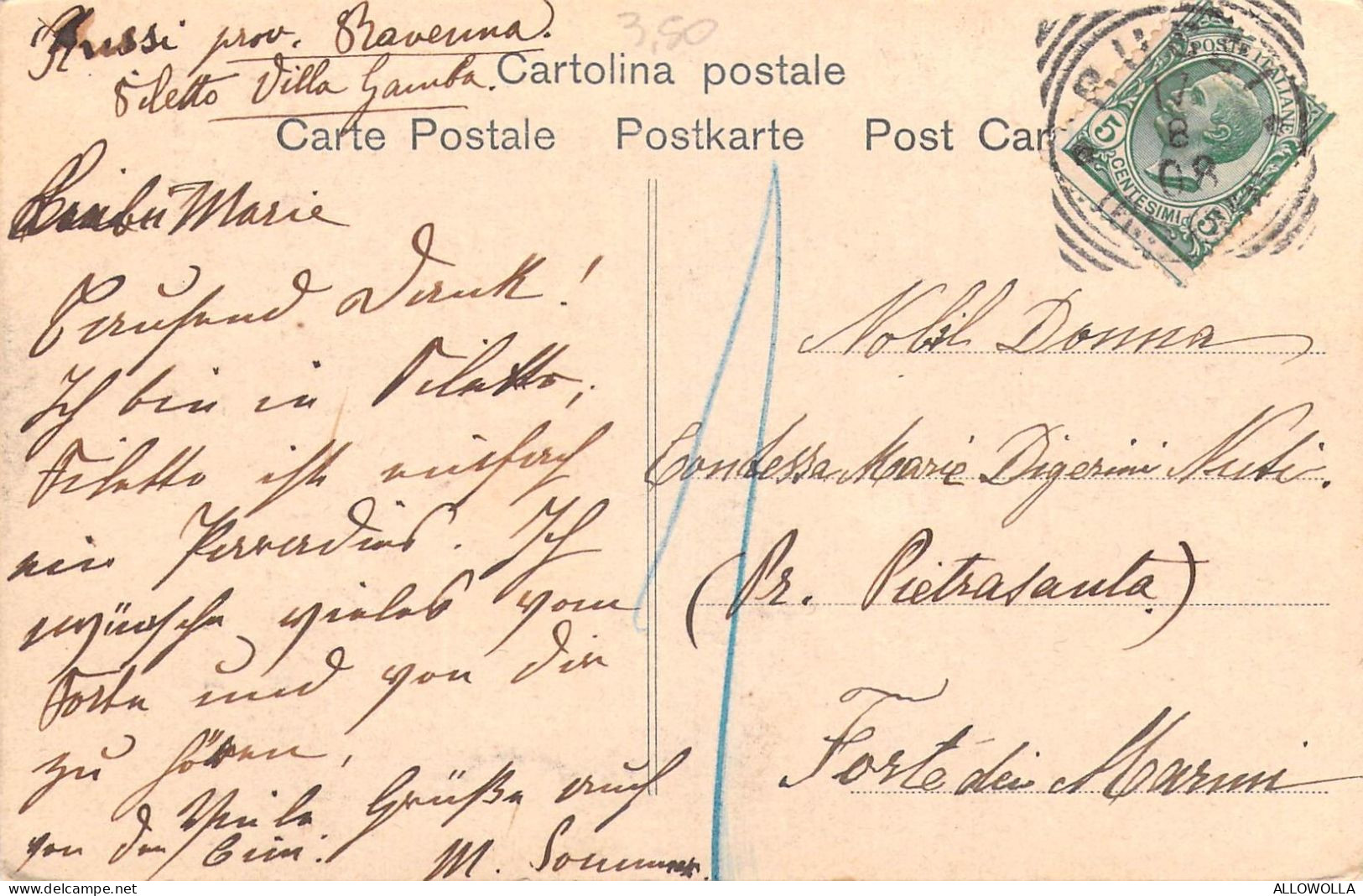 26791 " RAVENNA-BASILICA DI S. VITALE-L'INTERNO CON L'ARA MAGGIORE (VI SECOLO) " VERA FOTO--CART. SPED.1908 - Ravenna