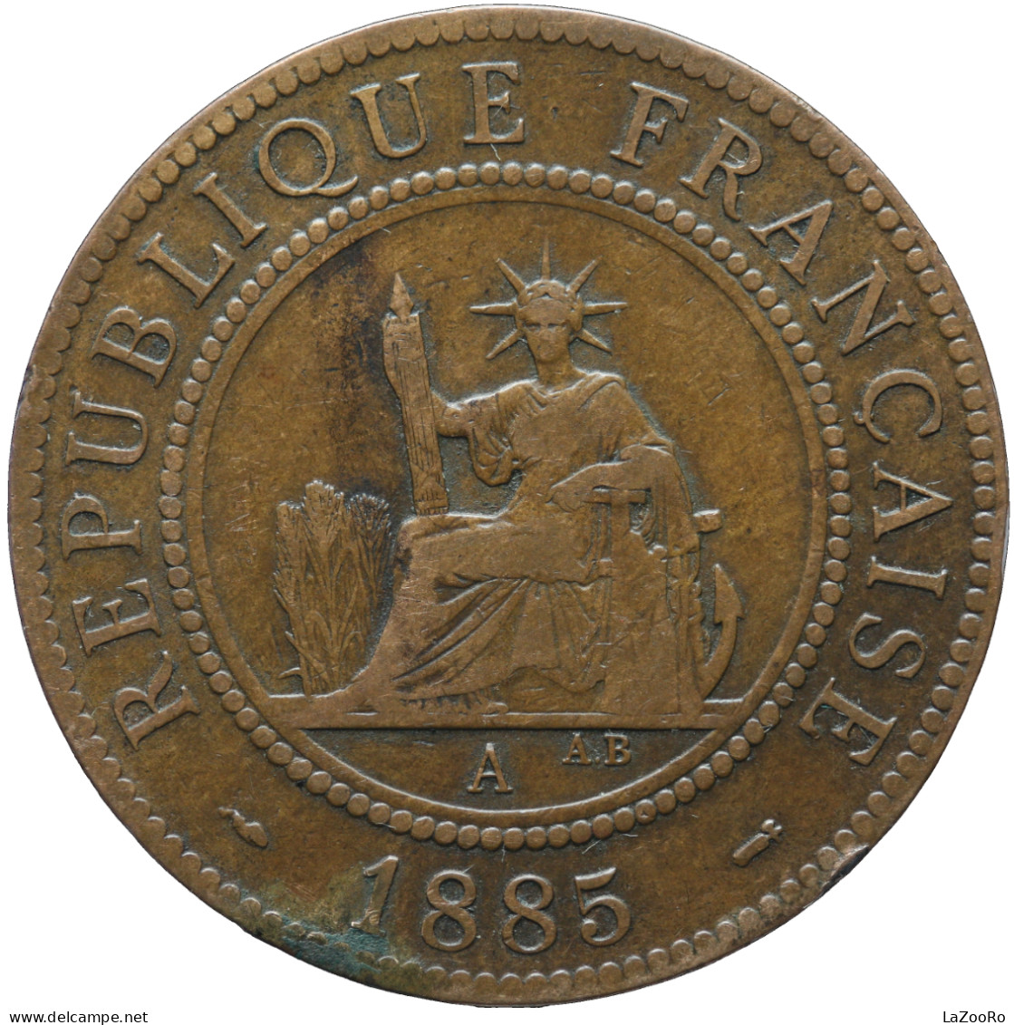 LaZooRo: French Indochina 1 Cent 1885 VF / XF - Französisch-Indochina