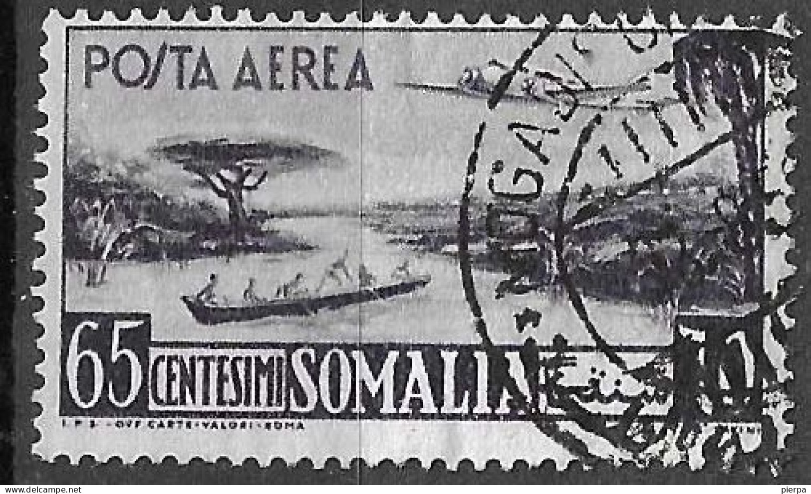 SOMALIA A.F.I.S. - 1950 - POSTA AEREA - 65 CENT. - USATO (YVERT AV 32 - MICHEL 257 - SS A 3) - Somalia (AFIS)