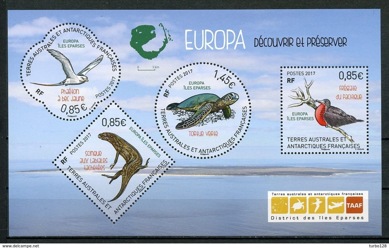 TAAF 2017  N° F840 ** ( 840/843 ) Neuf MNH Superbe Faune Oiseaux Frégate Tortues îles Eparses Birds Animaux EUROPA - Unused Stamps