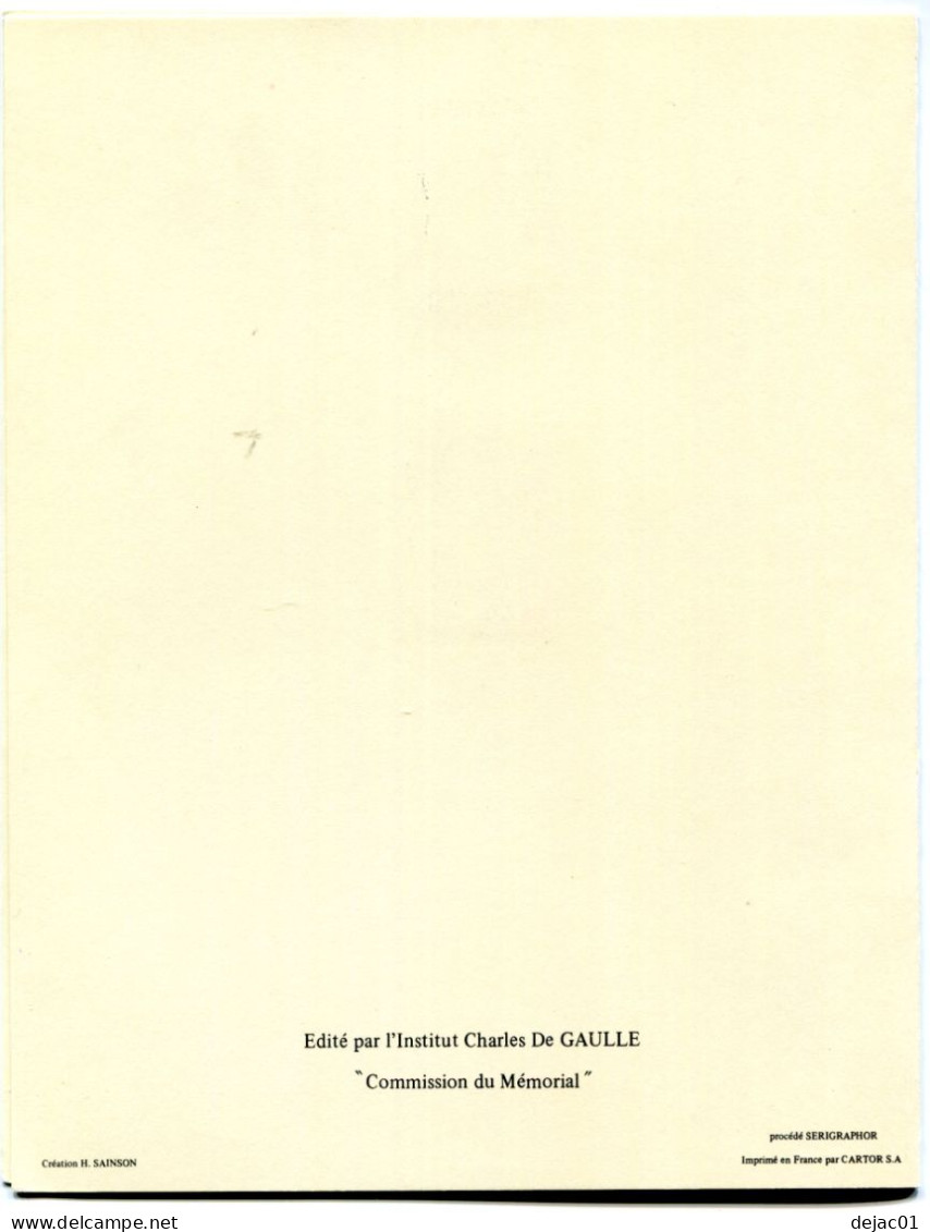 Thème Général De Gaulle - Feuillet De L'Institut Charles De Gaulle - 2 Volets Et Oblit Temporaires Et PJ - GFDG 124 - De Gaulle (Generaal)