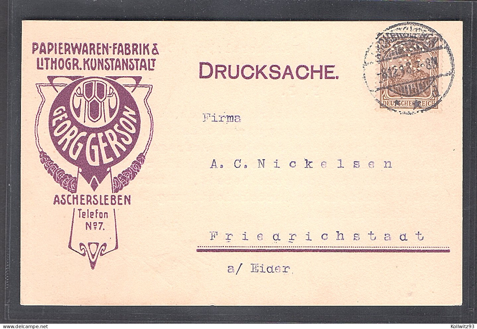 DR. Reklamekarte Papierwarenfabrik Georg Gerson Ascherleben. - Other & Unclassified