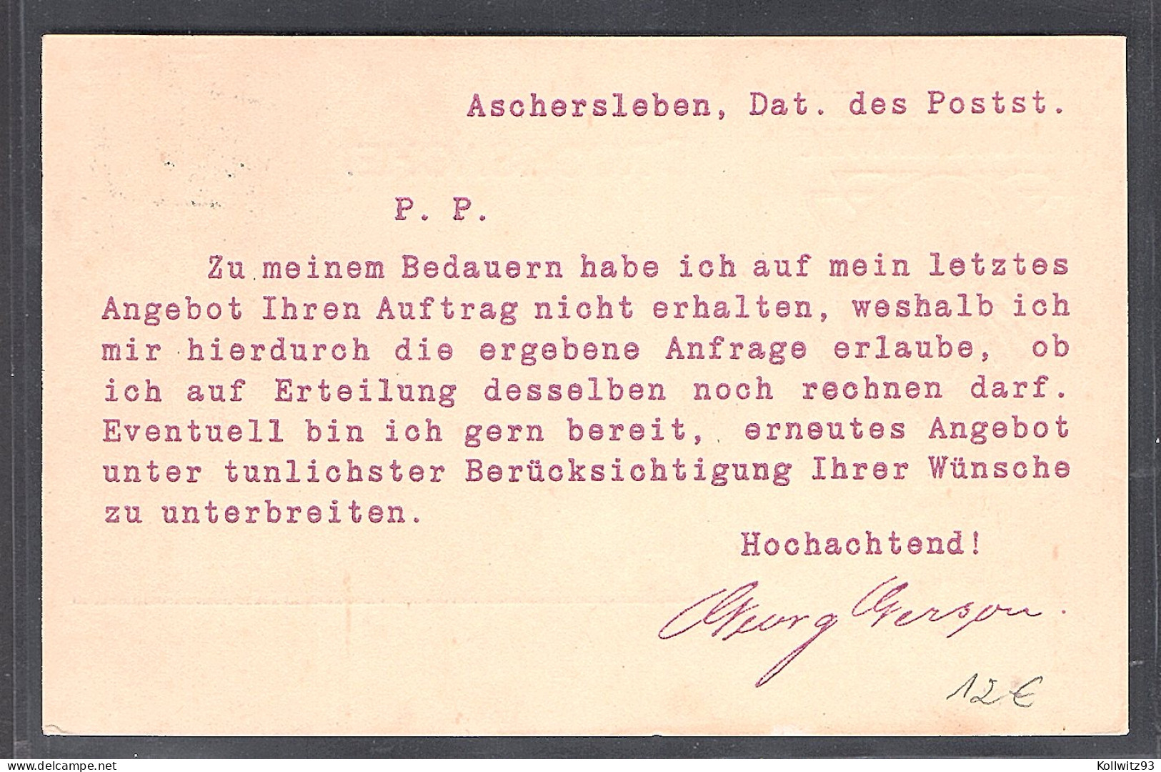 DR. Reklamekarte Papierwarenfabrik Georg Gerson Ascherleben. - Other & Unclassified