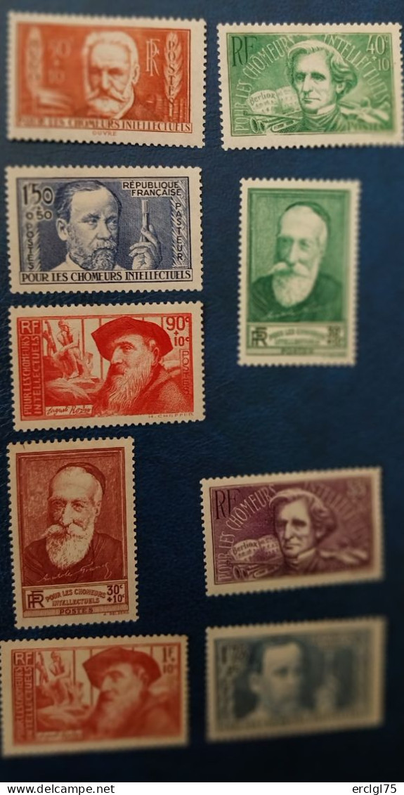 1936-1938 : Au Profit Des Chômeurs Intellectuels (Y. Et T. 331-333, 344-345, 380,384-85). Neufs Avec Charnière - Unused Stamps